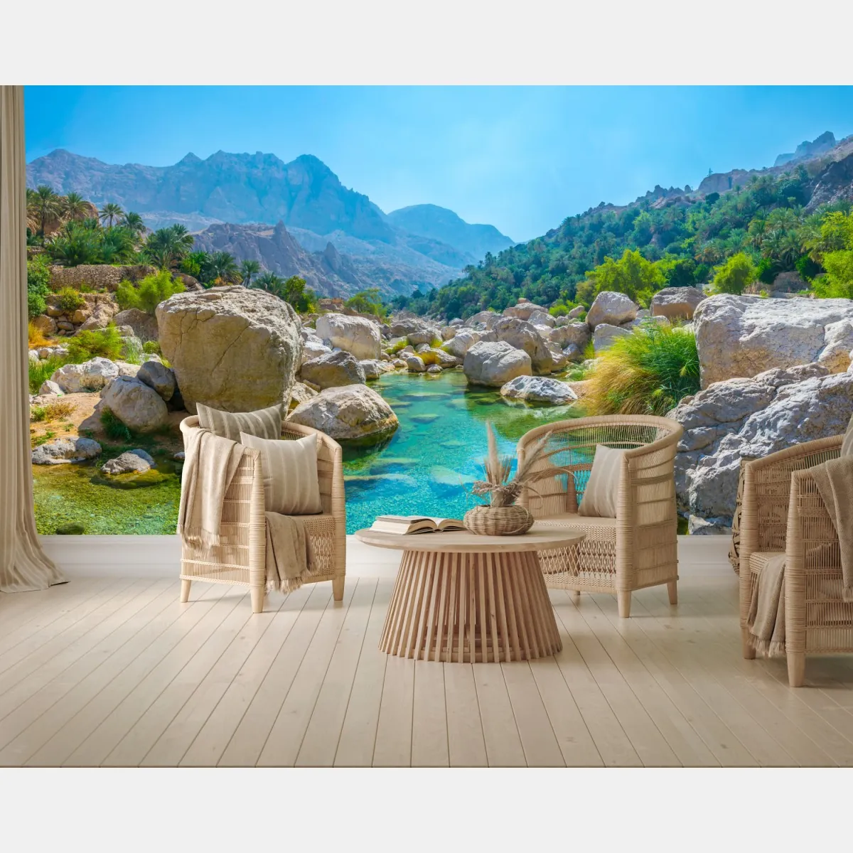 Fototapeta turkusowa górska oaza – Wallissimo® Fototapeta turkusowa górska oaza – Wallissimo®