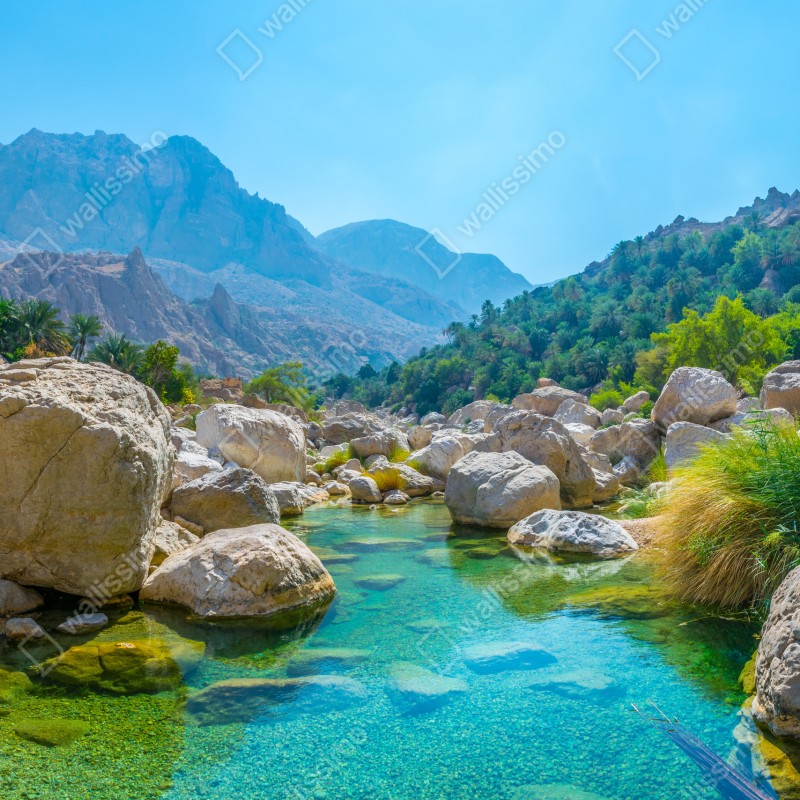 Fototapeta turkusowa górska oaza – Wallissimo® Fototapeta turkusowa górska oaza – Wallissimo®