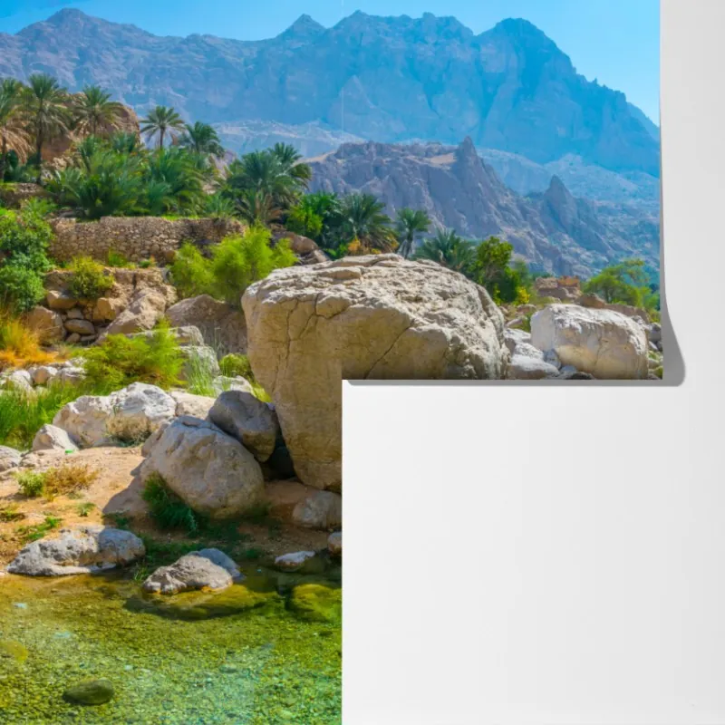 Fototapeta turkusowa górska oaza – Wallissimo® Fototapeta turkusowa górska oaza – Wallissimo®