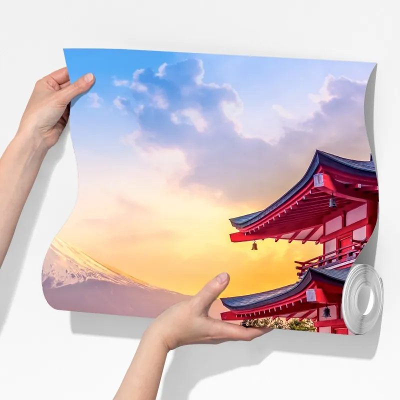 Fototapeta zachód słońca nad Górą Fudżi i pagodą Chureito – Wallissimo® Fototapeta zachód słońca nad Górą Fudżi i pagodą Chureito – Wallissimo®