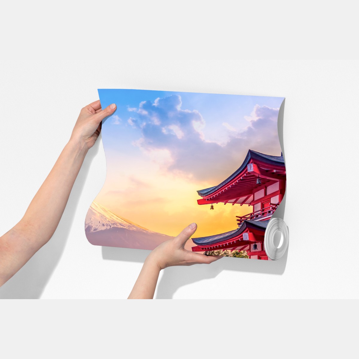 Fototapeta zachód słońca nad Górą Fudżi i pagodą Chureito – Wallissimo® Fototapeta zachód słońca nad Górą Fudżi i pagodą Chureito – Wallissimo®