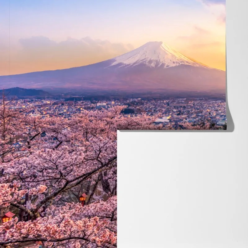 Fototapeta zachód słońca nad Górą Fudżi i pagodą Chureito – Wallissimo® Fototapeta zachód słońca nad Górą Fudżi i pagodą Chureito – Wallissimo®