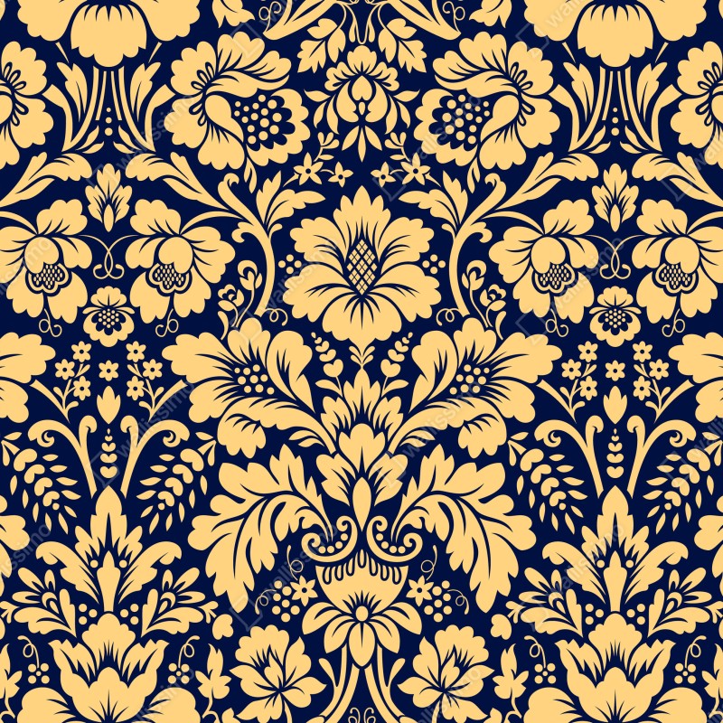 Fototapeta granatowo-beżowy wzór damasceński – Wallissimo® Fototapeta granatowo-beżowy wzór damasceński – Wallissimo®