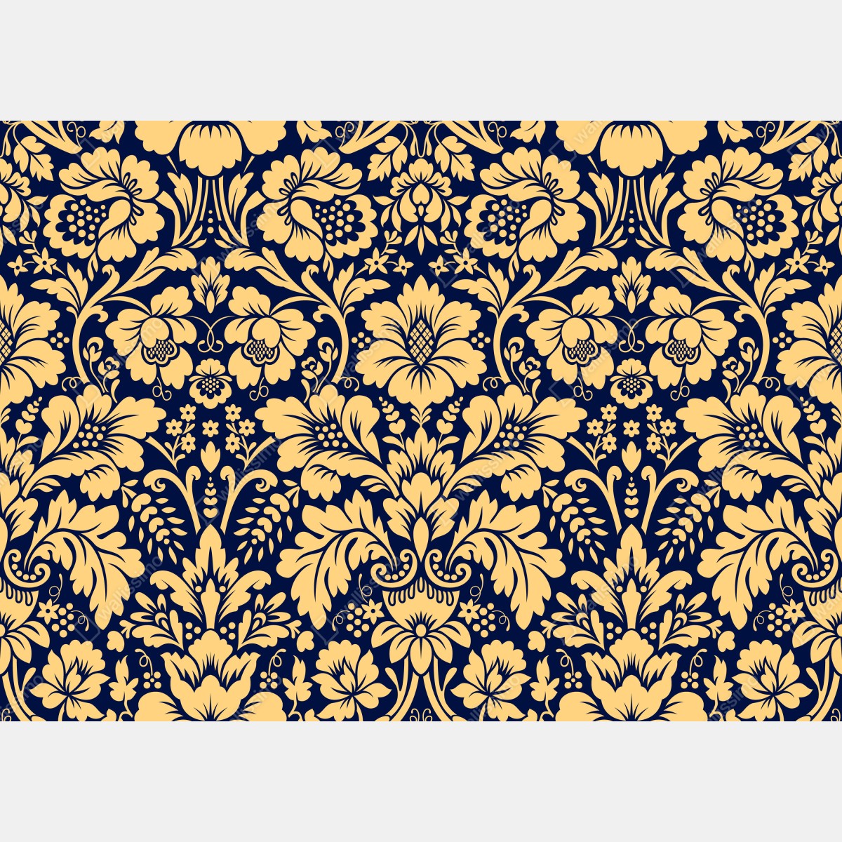 Fototapeta granatowo-beżowy wzór damasceński – Wallissimo® Fototapeta granatowo-beżowy wzór damasceński – Wallissimo®