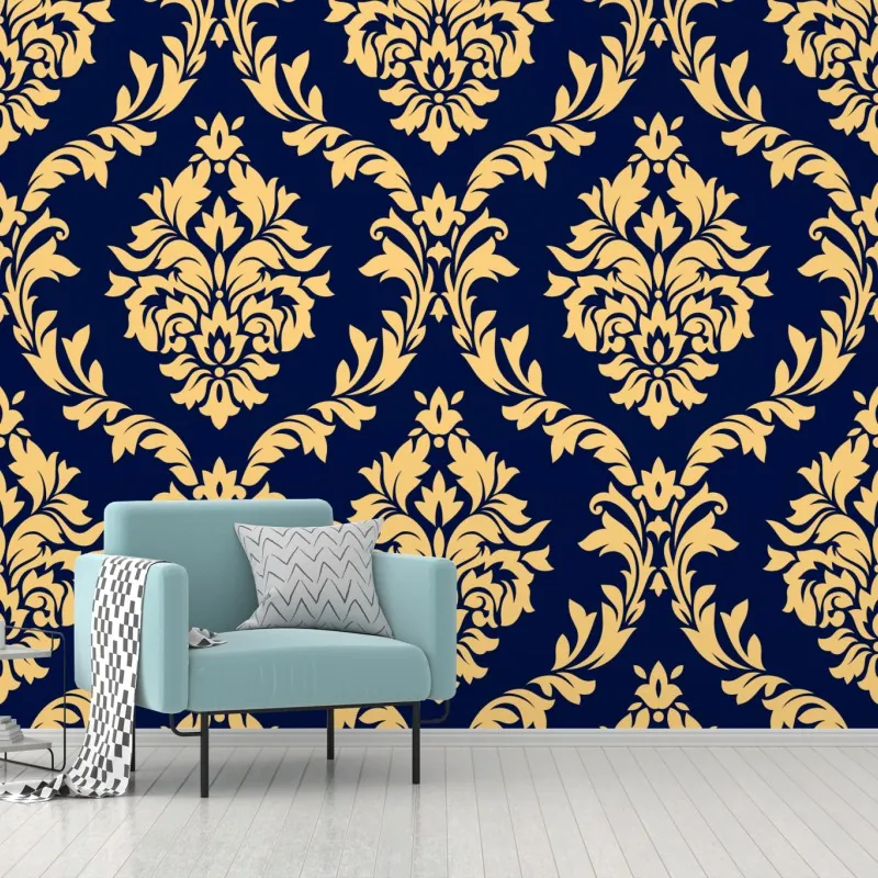 Fototapeta wzór damaskowy w odcieniach złota i granatu – Wallissimo® Fototapeta wzór damaskowy w odcieniach złota i granatu – Wallissimo®