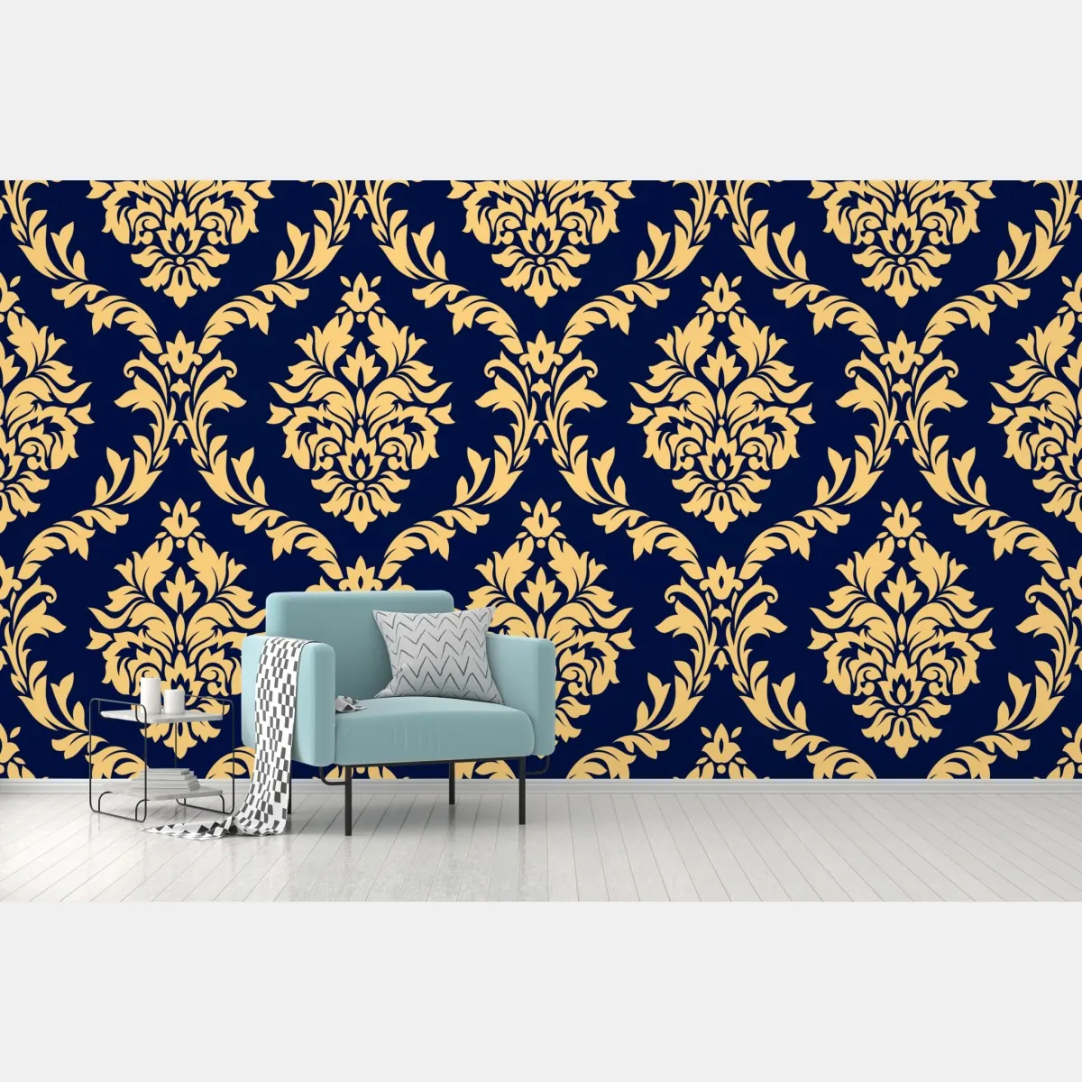 Fototapeta wzór damaskowy w odcieniach złota i granatu – Wallissimo® Fototapeta wzór damaskowy w odcieniach złota i granatu – Wallissimo®