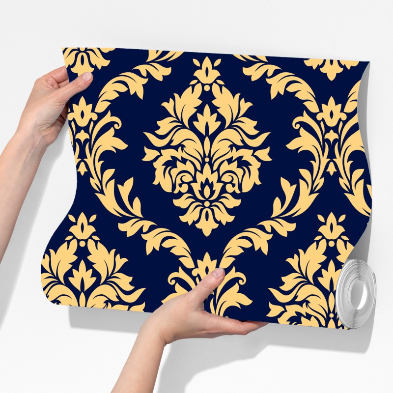 Fototapeta wzór damaskowy w odcieniach złota i granatu – Wallissimo® Fototapeta wzór damaskowy w odcieniach złota i granatu – Wallissimo®