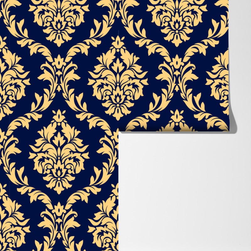 Fototapeta wzór damaskowy w odcieniach złota i granatu – Wallissimo® Fototapeta wzór damaskowy w odcieniach złota i granatu – Wallissimo®