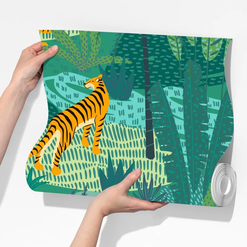 Fototapeta tropikalna dżungla z tygrysami – Wallissimo® Fototapeta tropikalna dżungla z tygrysami – Wallissimo®