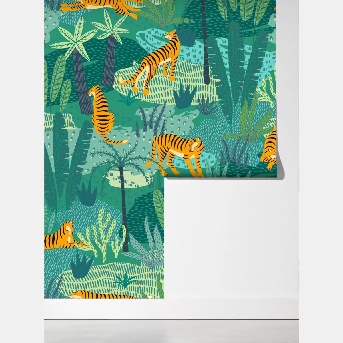 Fototapeta tropikalna dżungla z tygrysami – Wallissimo® Fototapeta tropikalna dżungla z tygrysami – Wallissimo®