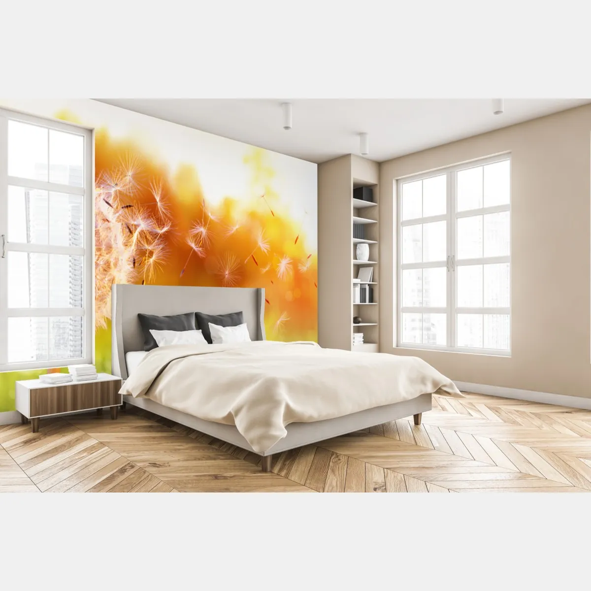 Fototapeta złoty dmuchawiec o zachodzie słońca – Wallissimo® Fototapeta złoty dmuchawiec o zachodzie słońca – Wallissimo®