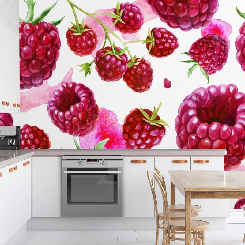 Fototapeta akwarelowy wzór z malinami