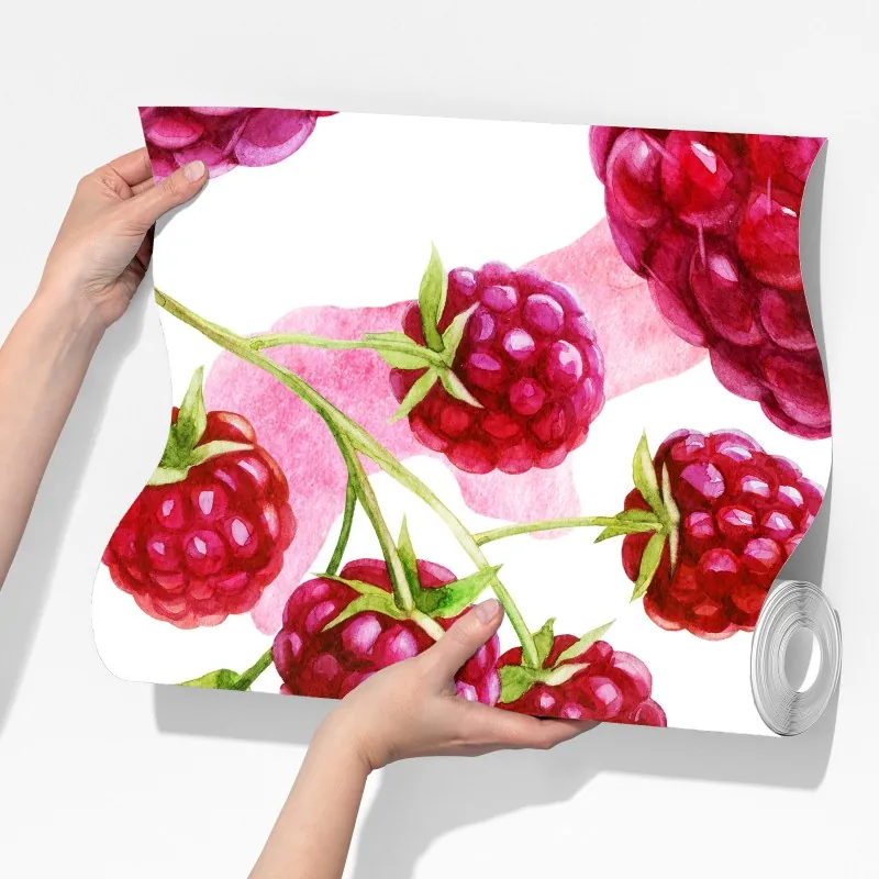 Fototapeta akwarelowy wzór z malinami – Wallissimo® Fototapeta akwarelowy wzór z malinami – Wallissimo®