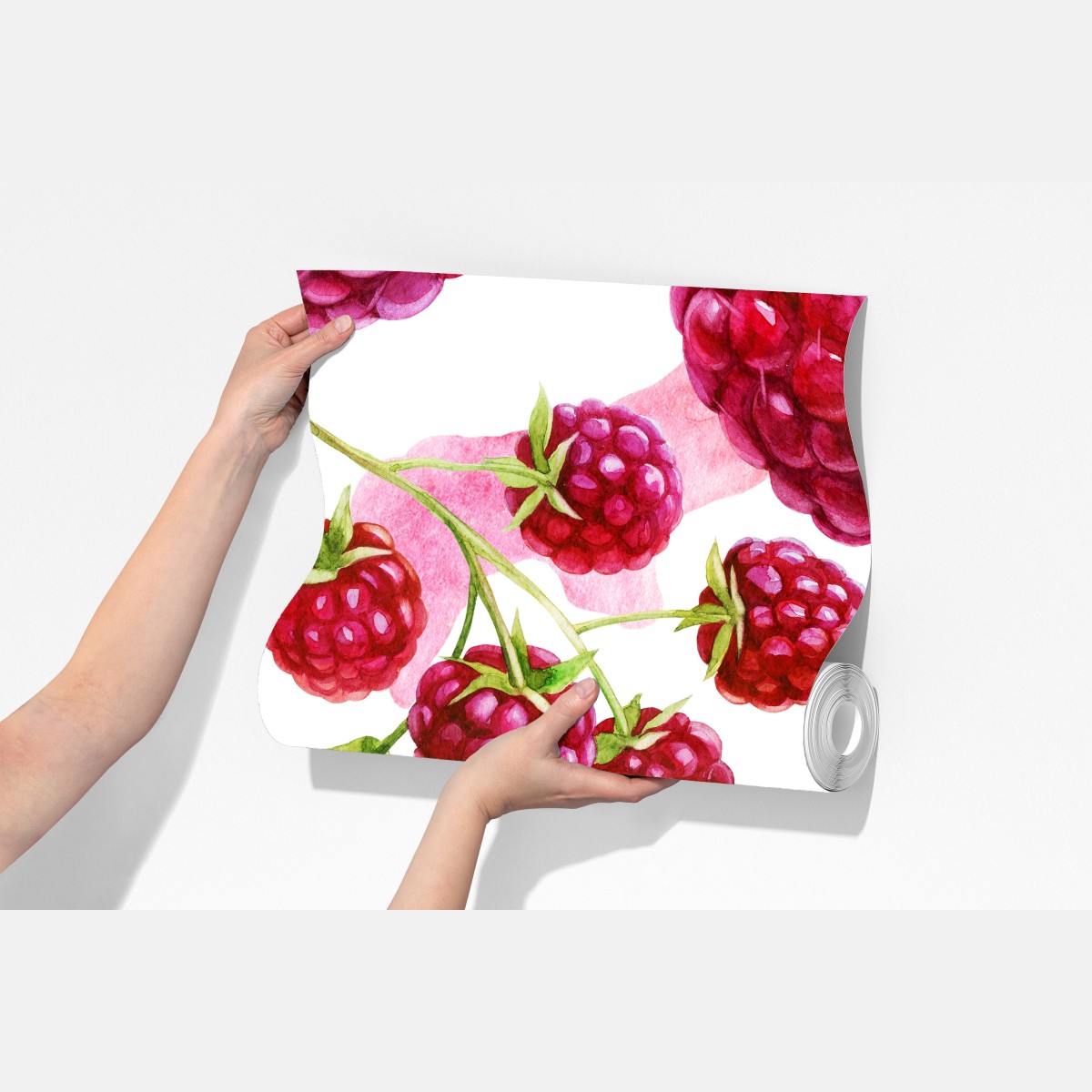 Fototapeta akwarelowy wzór z malinami – Wallissimo® Fototapeta akwarelowy wzór z malinami – Wallissimo®