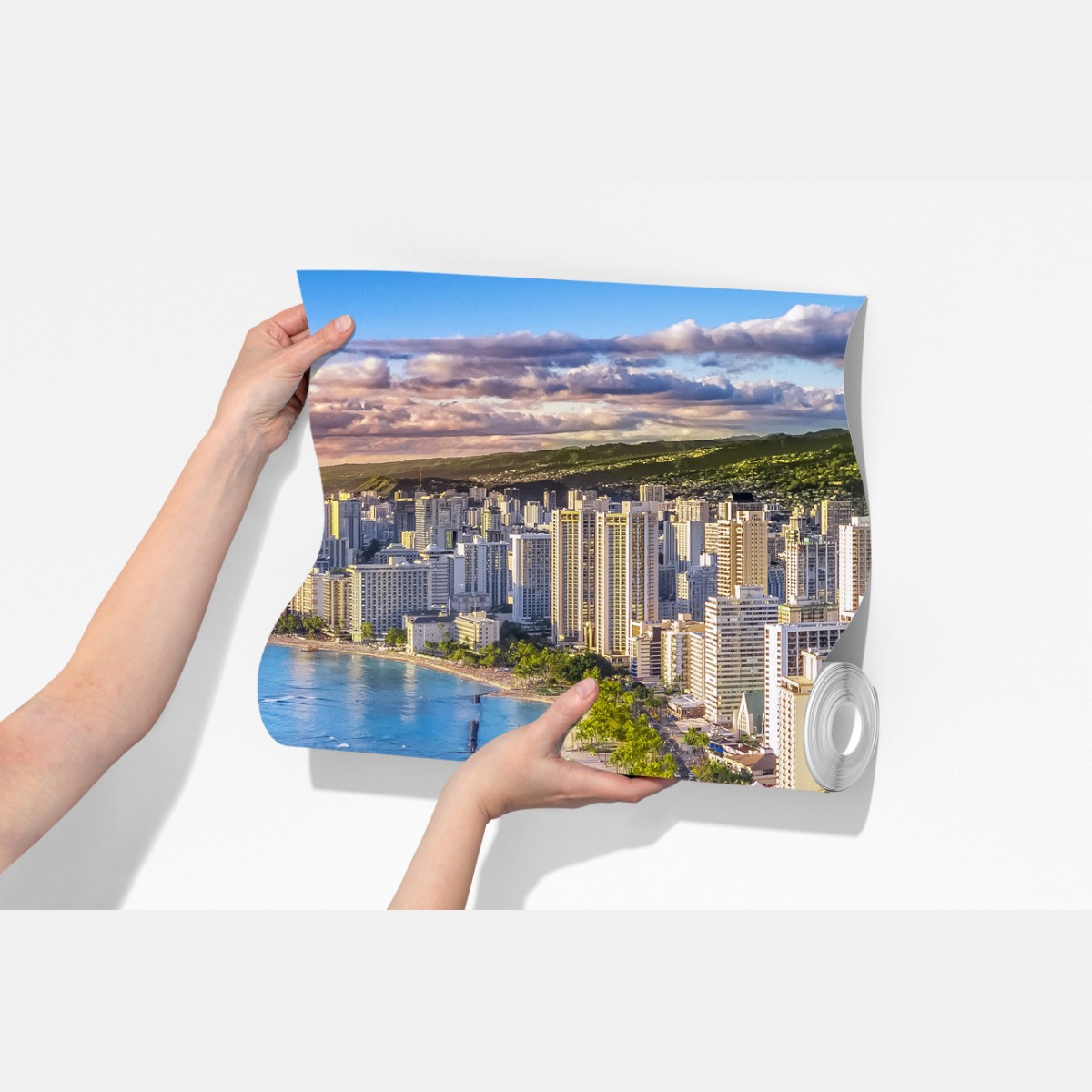 Fototapeta panorama nadmorskiego miasta o zachodzie słońca – Wallissimo® Fototapeta panorama nadmorskiego miasta o zachodzie słońca – Wallissimo®