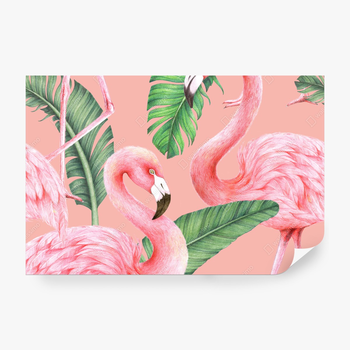 Fototapeta różowy wzór z flamingami i liśćmi tropikalnymi – Wallissimo® Fototapeta różowy wzór z flamingami i liśćmi tropikalnymi – Wallissimo®