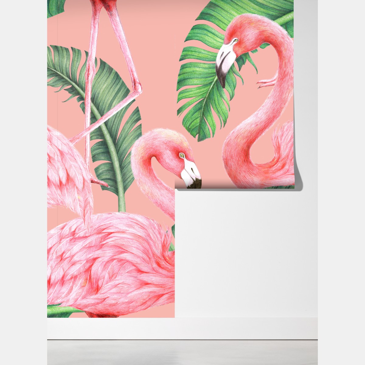 Fototapeta różowy wzór z flamingami i liśćmi tropikalnymi – Wallissimo® Fototapeta różowy wzór z flamingami i liśćmi tropikalnymi – Wallissimo®