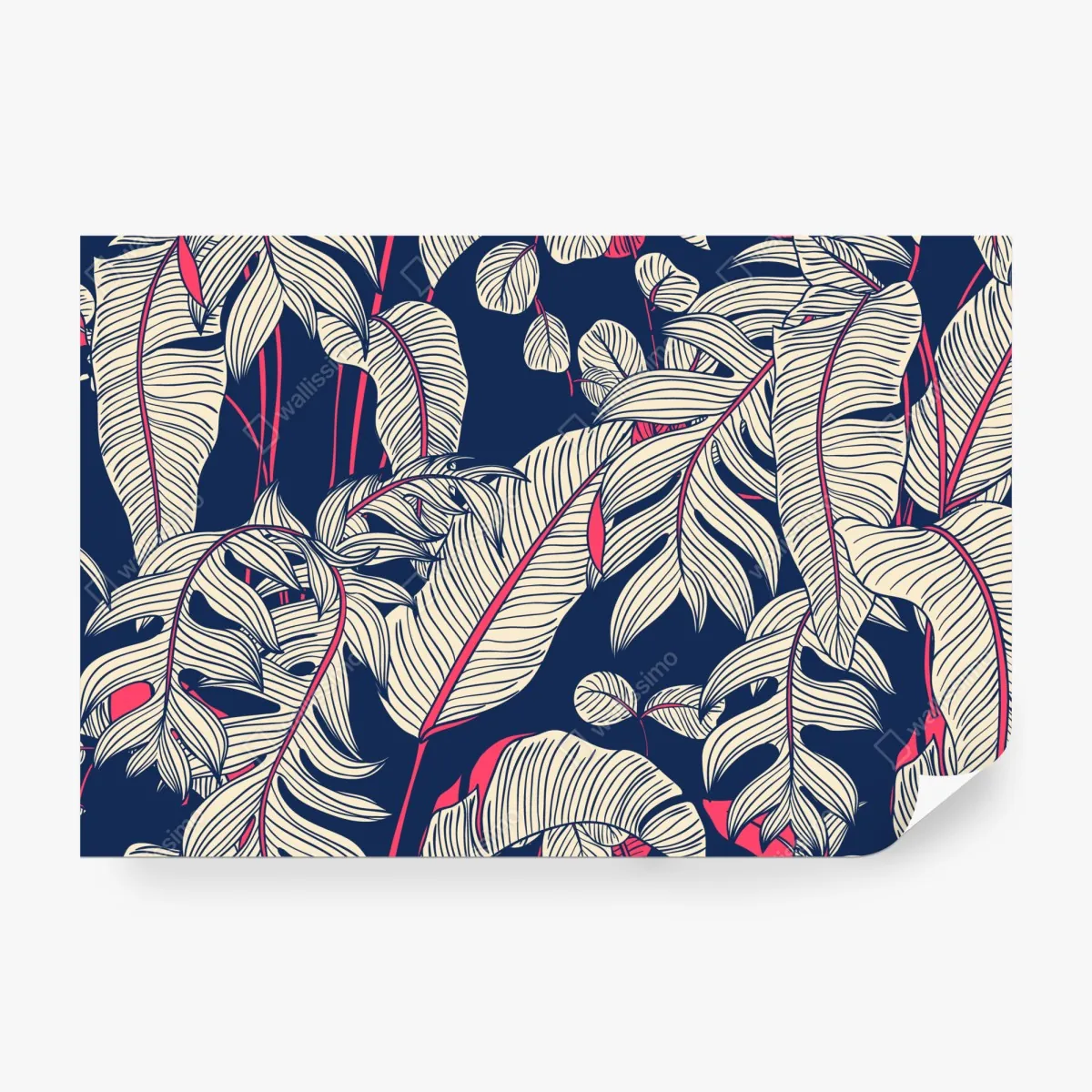 Fototapeta granatowy tropikalny wzór z liśćmi – Wallissimo® Fototapeta granatowy tropikalny wzór z liśćmi – Wallissimo®