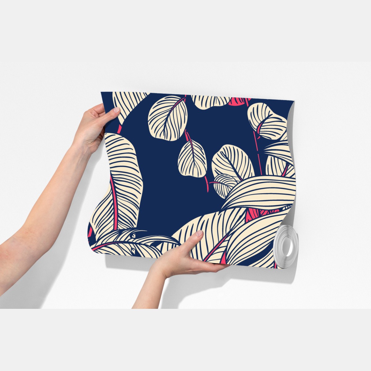 Fototapeta granatowy tropikalny wzór z liśćmi – Wallissimo® Fototapeta granatowy tropikalny wzór z liśćmi – Wallissimo®