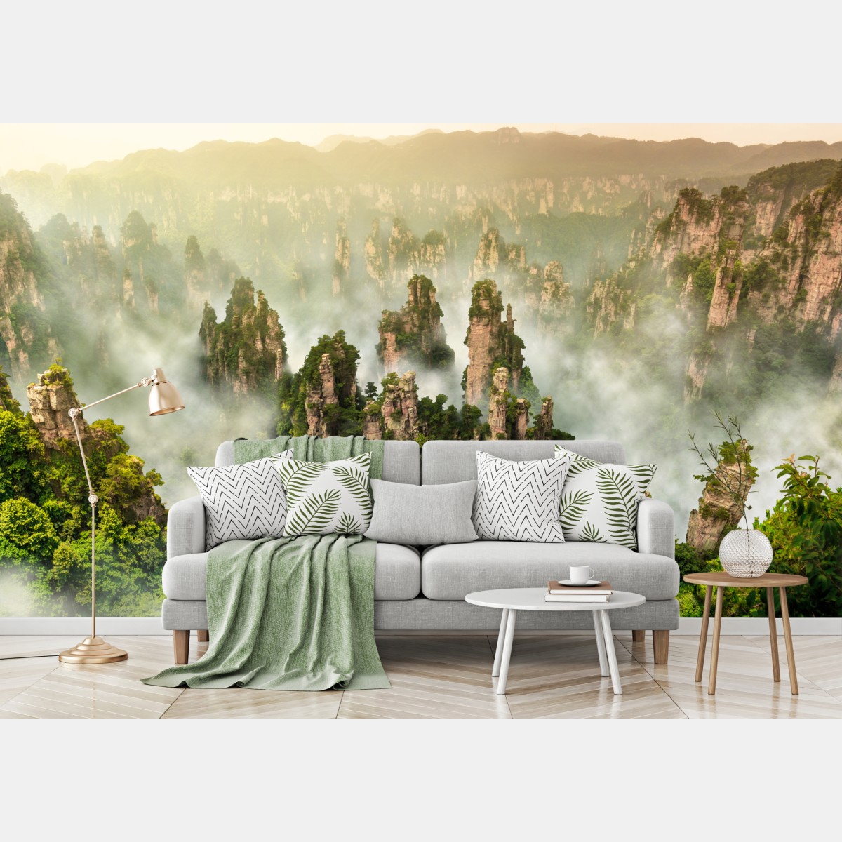 Wall mural misty pillars of Zhangjiajie