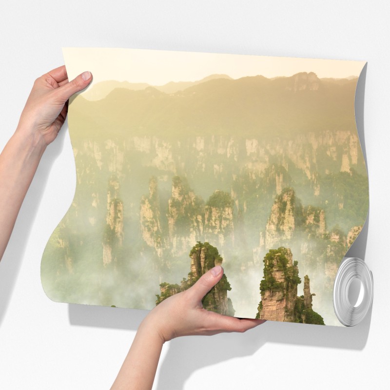 Fototapeta mglisty krajobraz skalny Zhangjiajie – Wallissimo® Fototapeta mglisty krajobraz skalny Zhangjiajie – Wallissimo®
