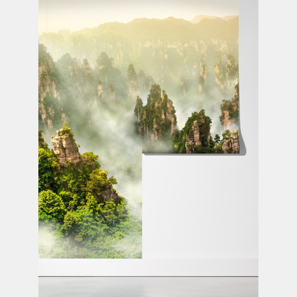 Fototapeta mglisty krajobraz skalny Zhangjiajie – Wallissimo® Fototapeta mglisty krajobraz skalny Zhangjiajie – Wallissimo®