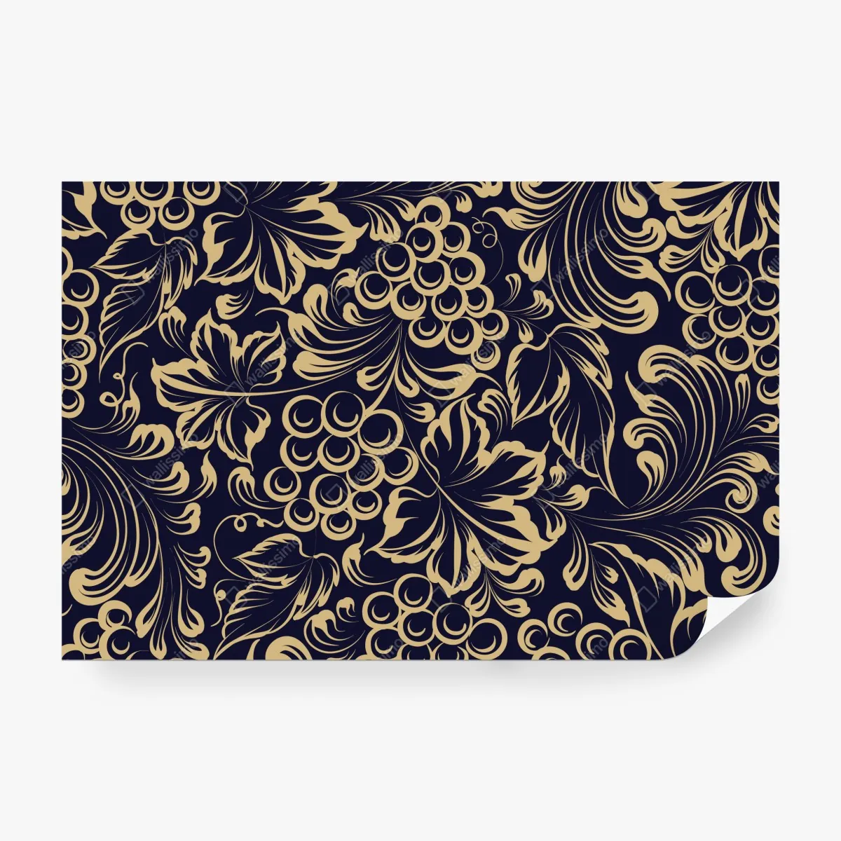 Fototapeta elegancki barokowy wzór z winogronami w złocie – Wallissimo® Fototapeta elegancki barokowy wzór z winogronami w złocie – Wallissimo®