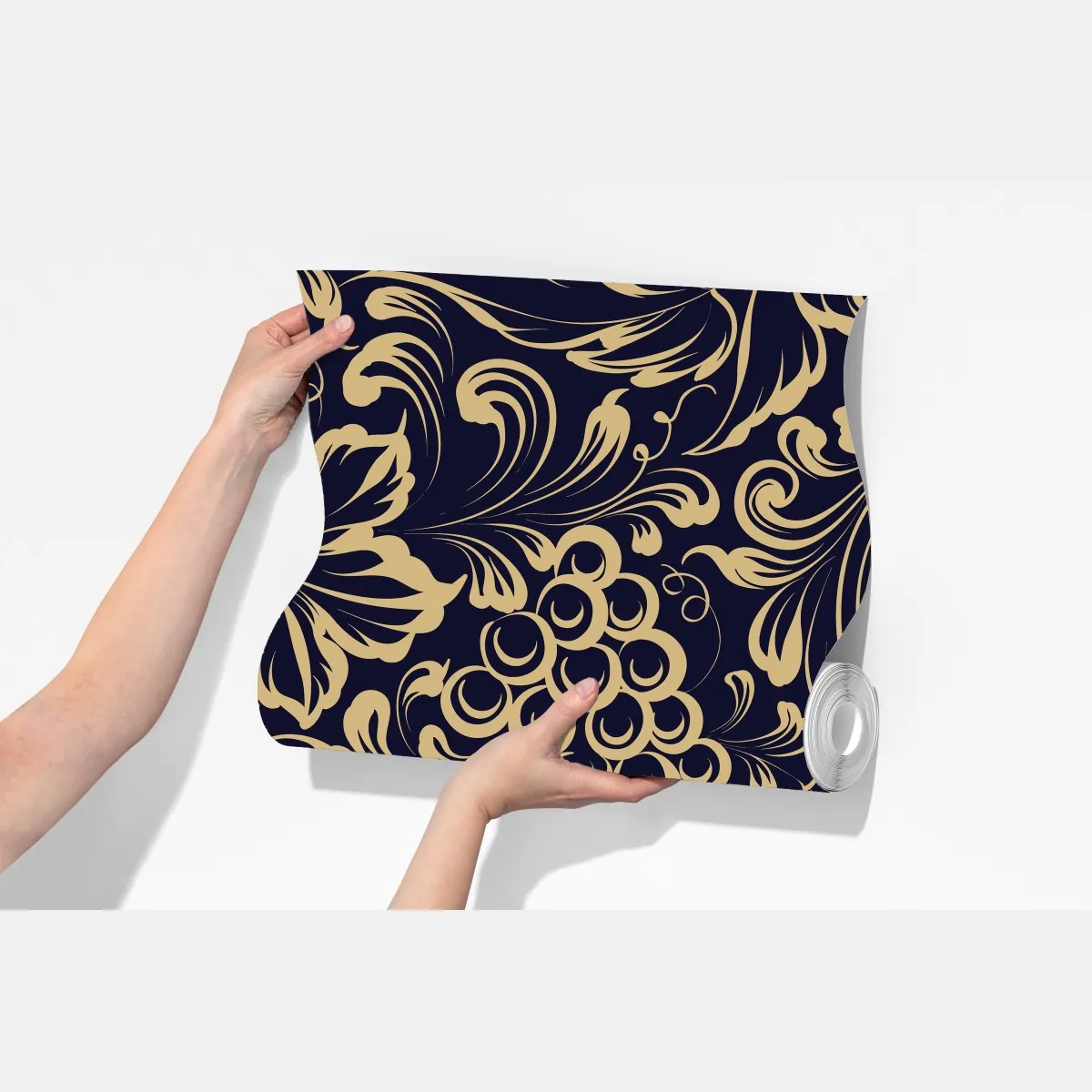 Fototapeta elegancki barokowy wzór z winogronami w złocie – Wallissimo® Fototapeta elegancki barokowy wzór z winogronami w złocie – Wallissimo®