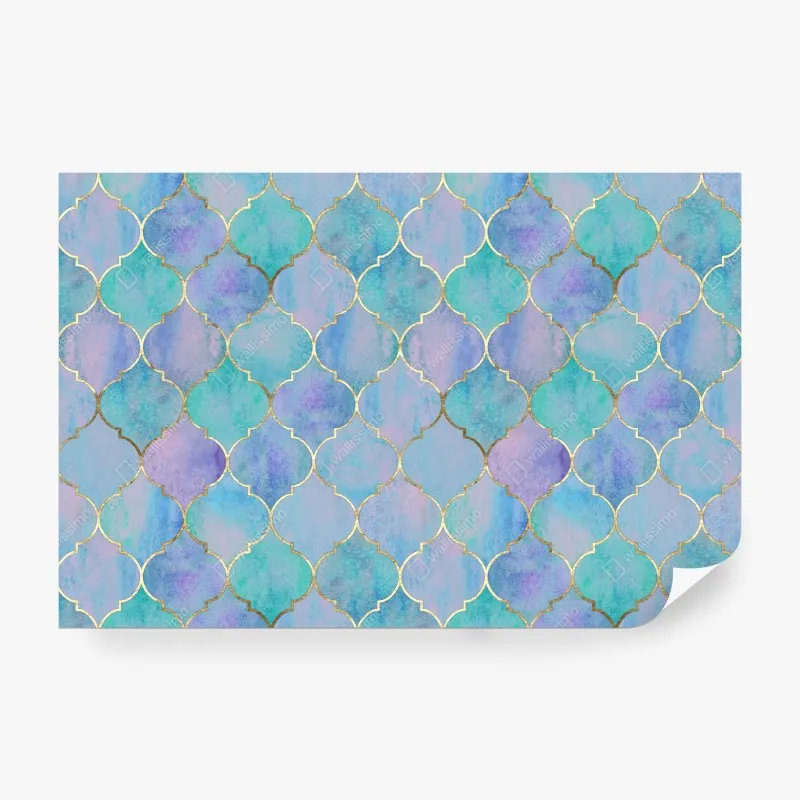 Fototapeta pastelowy turkusowy wzór marokańskich płytek