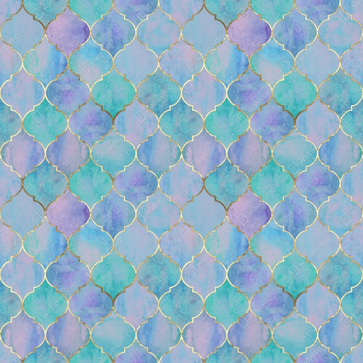 Fototapeta pastelowy turkusowy wzór marokańskich płytek – Wallissimo® Fototapeta pastelowy turkusowy wzór marokańskich płytek – Wallissimo®