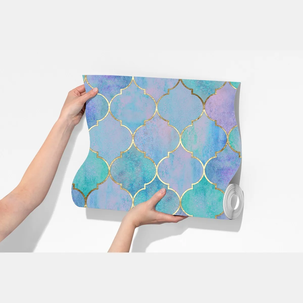 Fototapeta pastelowy turkusowy wzór marokańskich płytek – Wallissimo® Fototapeta pastelowy turkusowy wzór marokańskich płytek – Wallissimo®