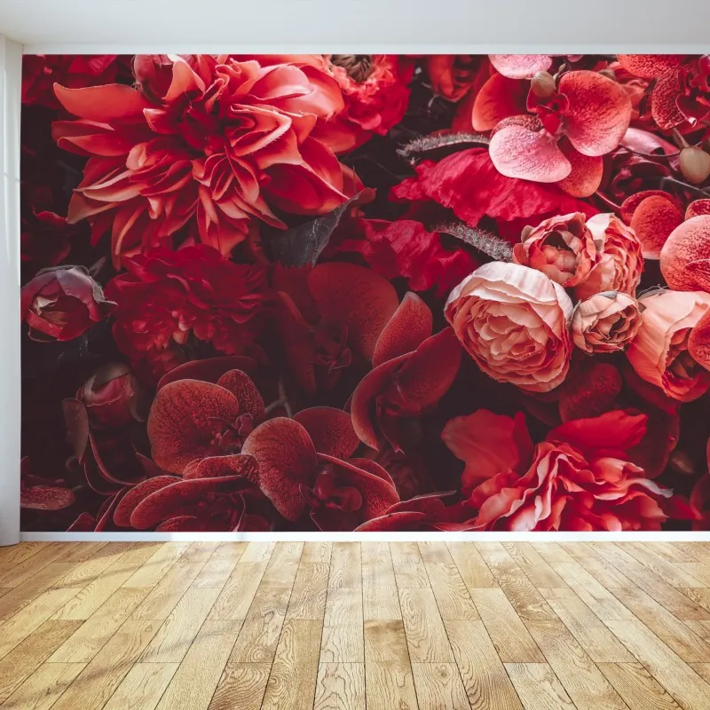 Fototapeta kwiatowa symfonia w odcieniach czerwieni – Wallissimo® Fototapeta kwiatowa symfonia w odcieniach czerwieni – Wallissimo®