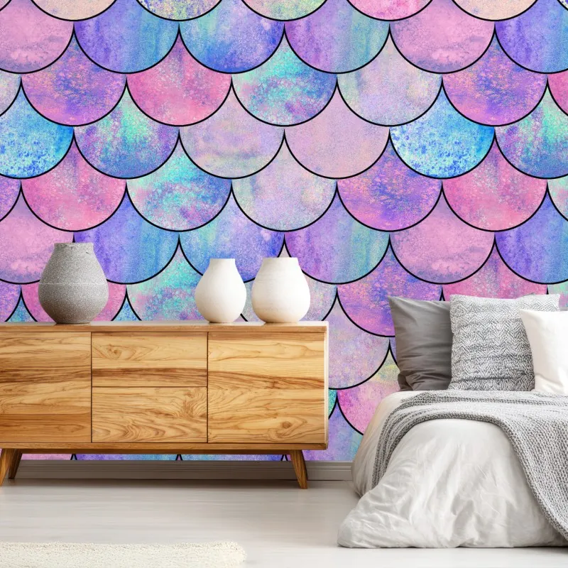 Fototapeta pastelowy wzór łusek syreny