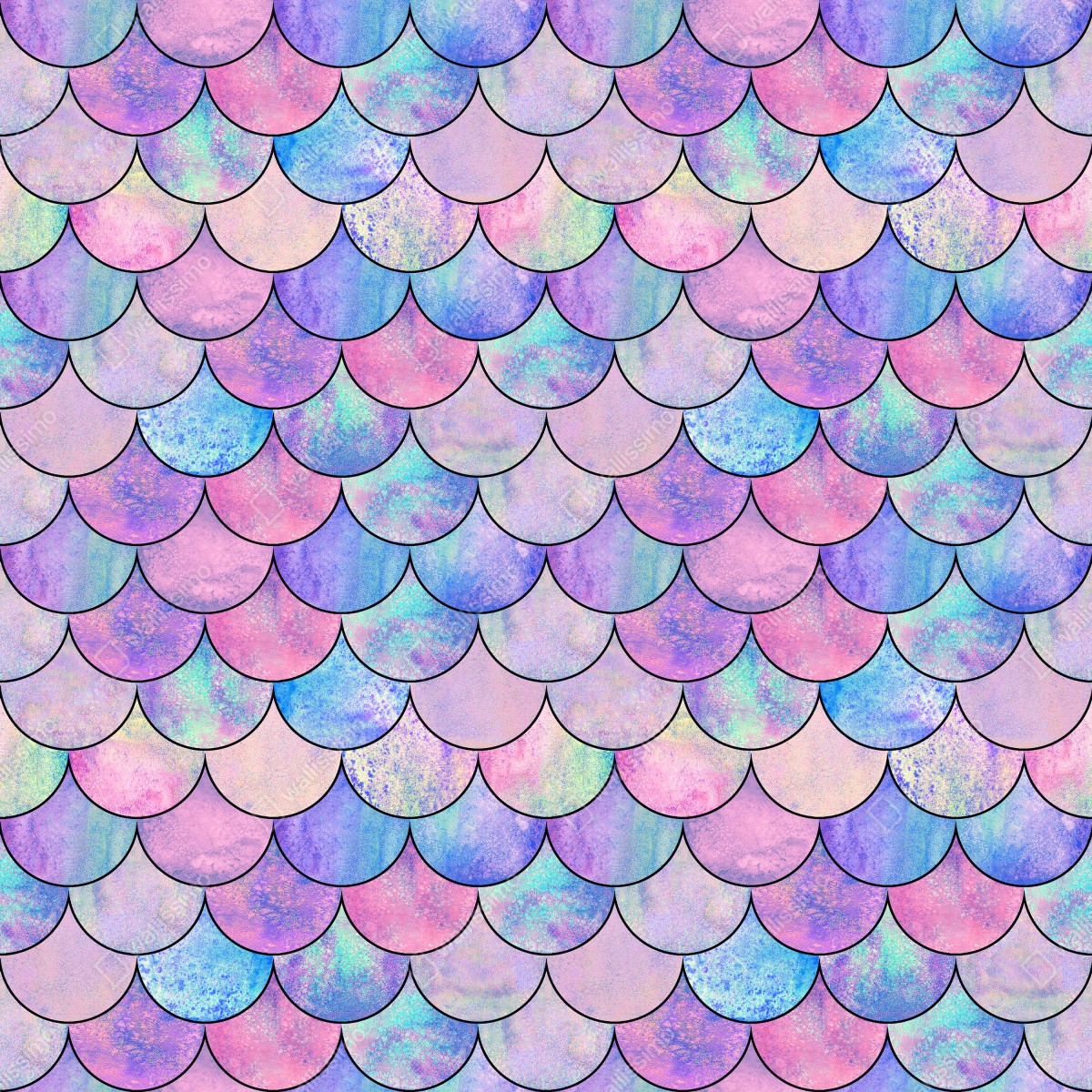 Fototapeta pastelowy wzór łusek syreny – Wallissimo® Fototapeta pastelowy wzór łusek syreny – Wallissimo®