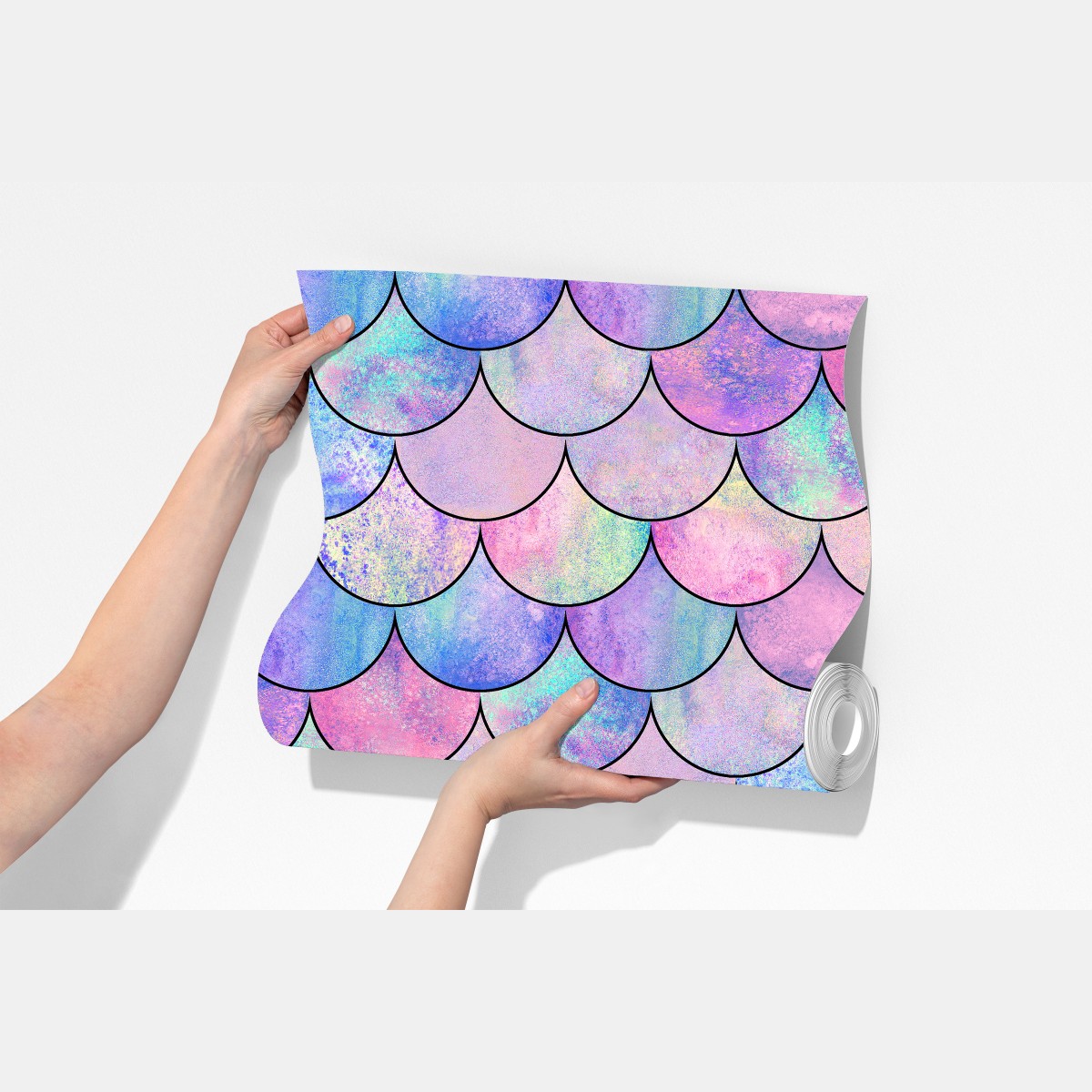 Fototapeta pastelowy wzór łusek syreny – Wallissimo® Fototapeta pastelowy wzór łusek syreny – Wallissimo®