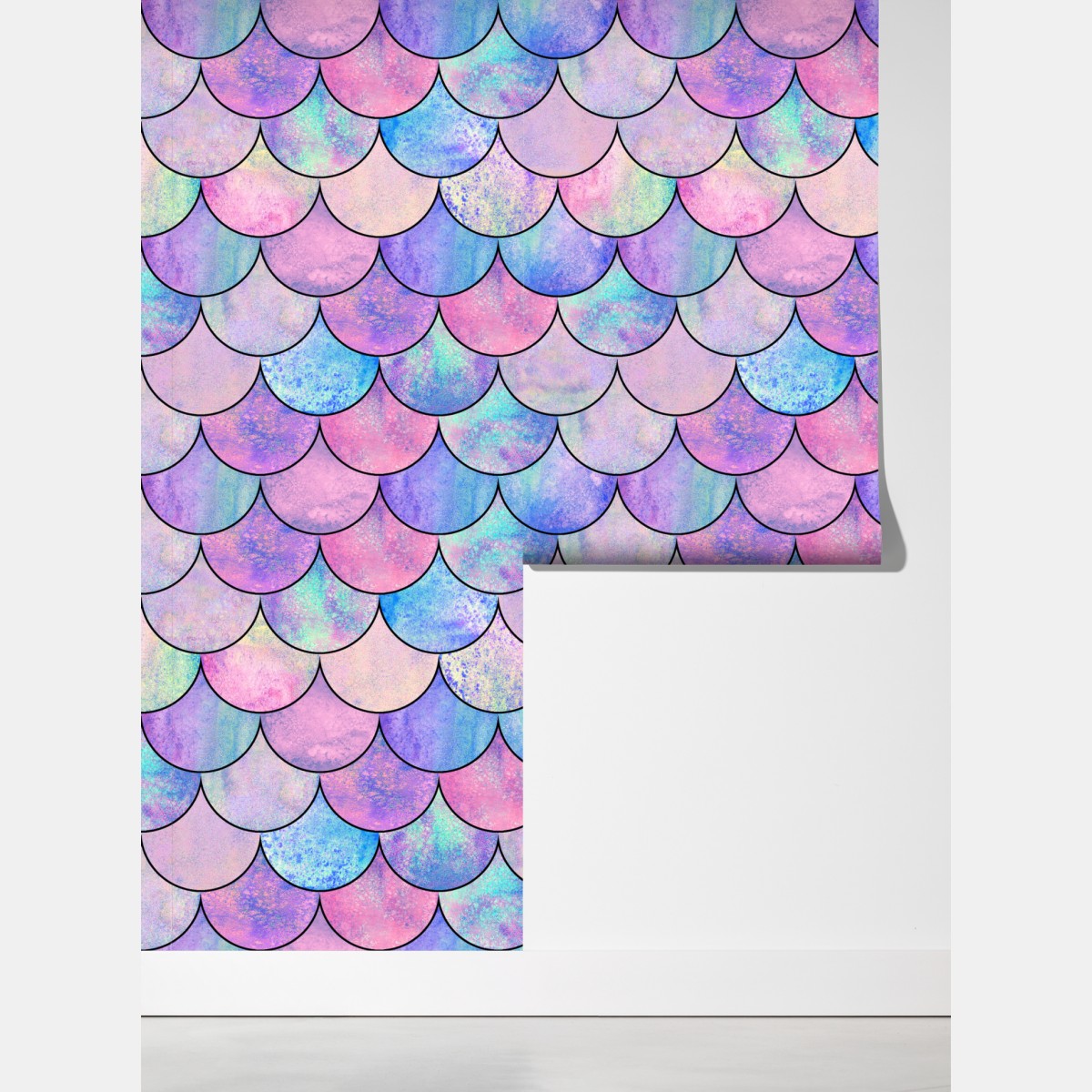 Fototapeta pastelowy wzór łusek syreny – Wallissimo® Fototapeta pastelowy wzór łusek syreny – Wallissimo®