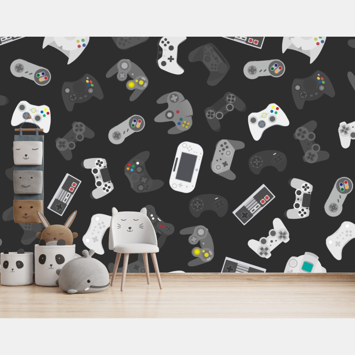 Wall mural retro gaming controllers pattern