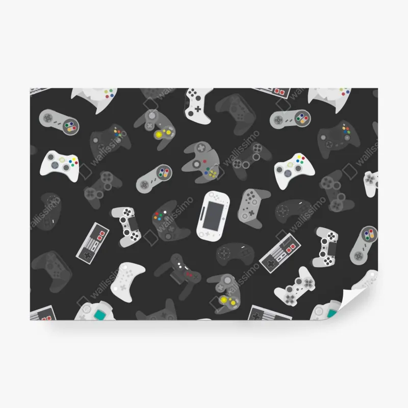 Fototapeta wzór retro kontrolerów do gier