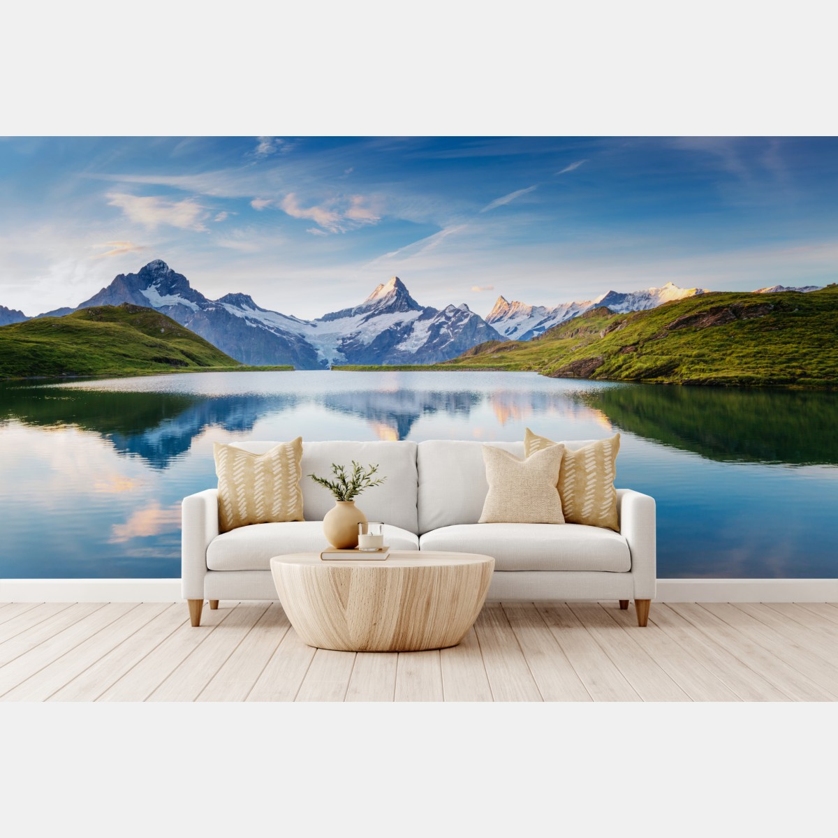 Wall mural majestic Alps reflection at Bachalpsee