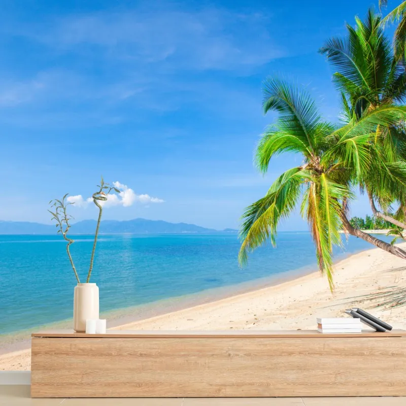 Fototapeta tropikalna plaża z palmami