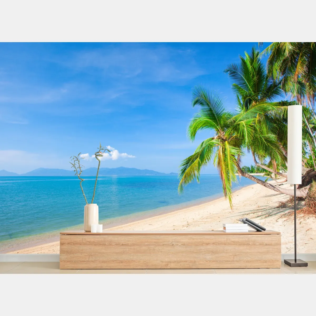 Fototapeta tropikalna plaża z palmami – Wallissimo® Fototapeta tropikalna plaża z palmami – Wallissimo®