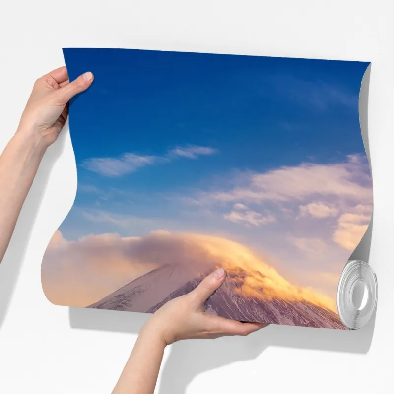 Fototapeta Góra Fuji z kwitnącą sakurą o wschodzie słońca – Wallissimo® Fototapeta Góra Fuji z kwitnącą sakurą o wschodzie słońca – Wallissimo®