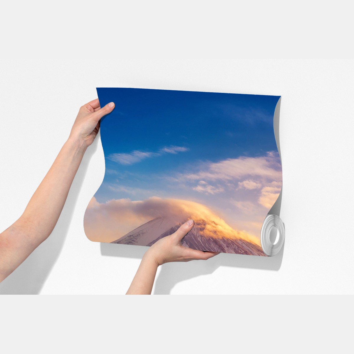 Fototapeta Góra Fuji z kwitnącą sakurą o wschodzie słońca – Wallissimo® Fototapeta Góra Fuji z kwitnącą sakurą o wschodzie słońca – Wallissimo®