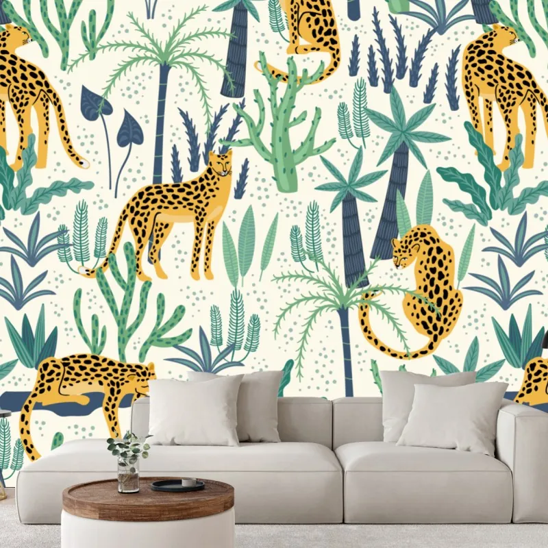 Fototapeta tropikalny wzór z lampartami