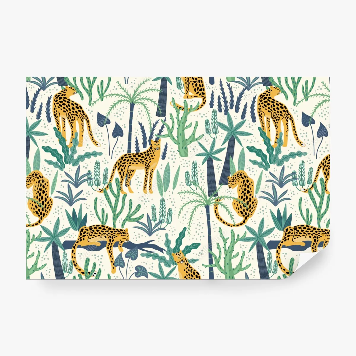 Fototapeta tropikalny wzór z lampartami – Wallissimo® Fototapeta tropikalny wzór z lampartami – Wallissimo®