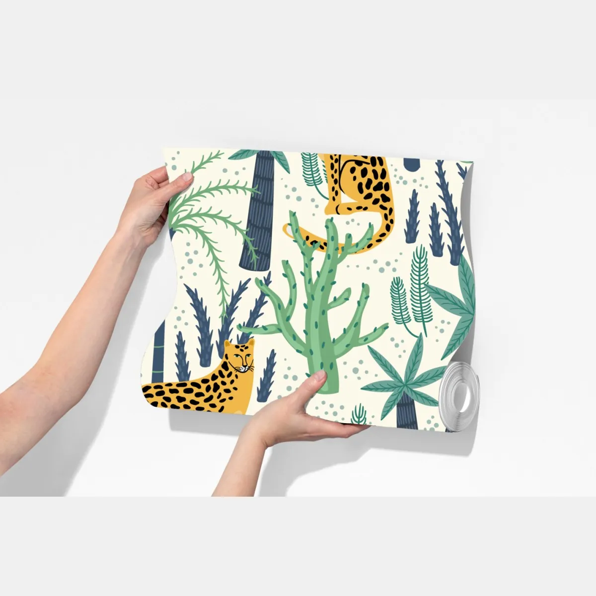 Fototapeta tropikalny wzór z lampartami – Wallissimo® Fototapeta tropikalny wzór z lampartami – Wallissimo®