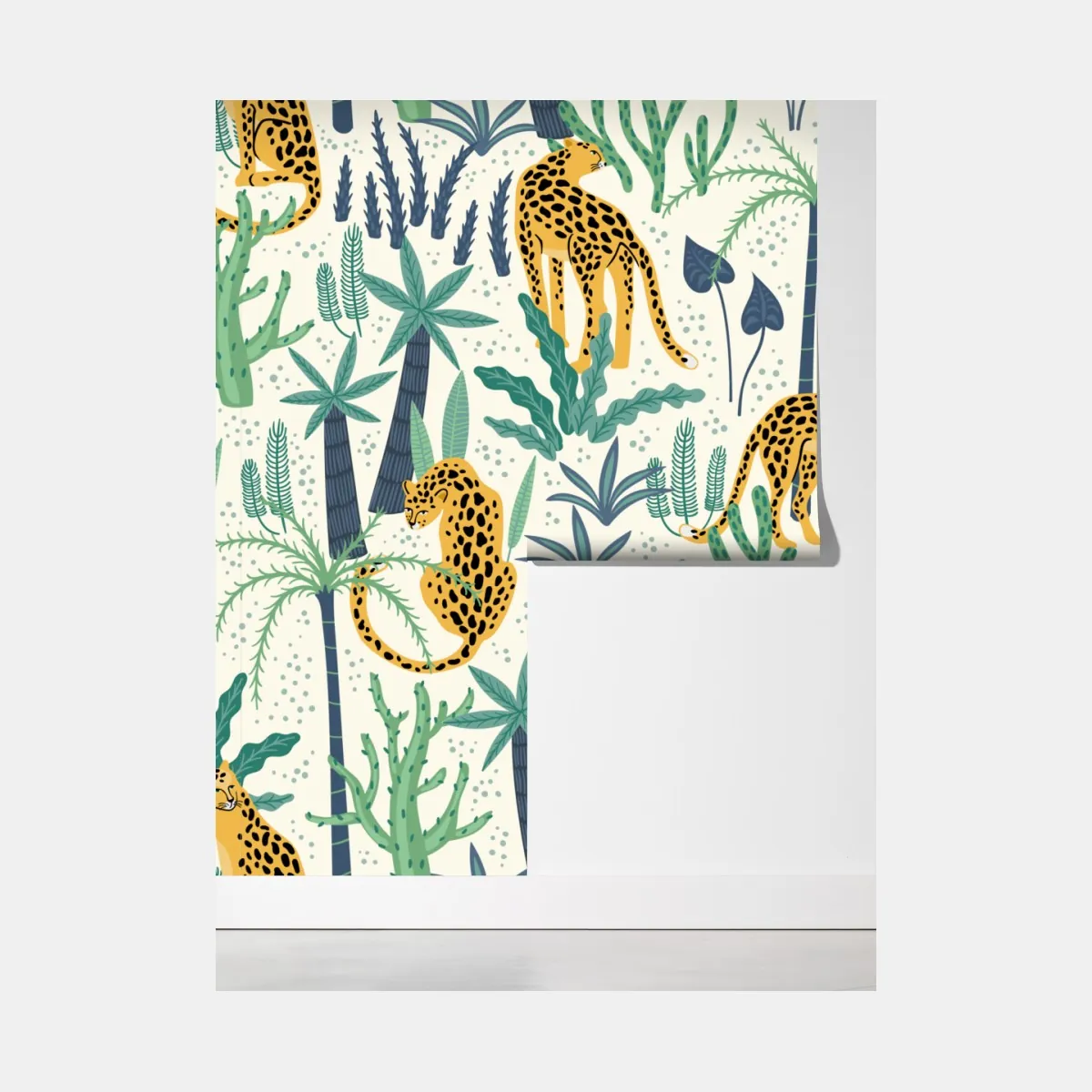 Fototapeta tropikalny wzór z lampartami – Wallissimo® Fototapeta tropikalny wzór z lampartami – Wallissimo®