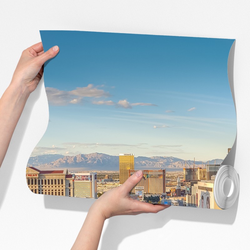 Fototapeta słoneczna panorama Las Vegas z tańczącymi fontannami i wieżą Eiffla – Wallissimo® Fototapeta słoneczna panorama Las Vegas z tańczącymi fontannami i wieżą Eiffla – Wallissimo®