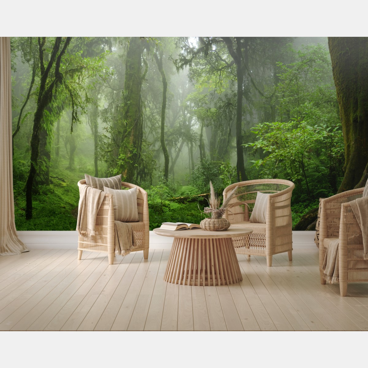 Wall mural misty tropical jungle pathway