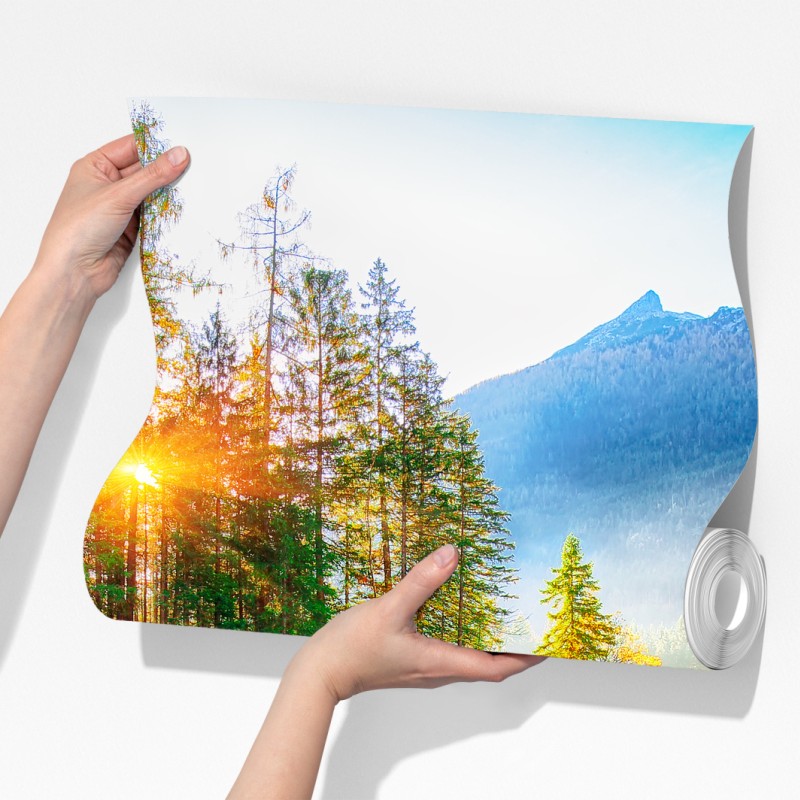 Fototapeta Hintersee jesienny wschód słońca nad turkusowym jeziorem – Wallissimo® Fototapeta Hintersee jesienny wschód słońca nad turkusowym jeziorem – Wallissimo®